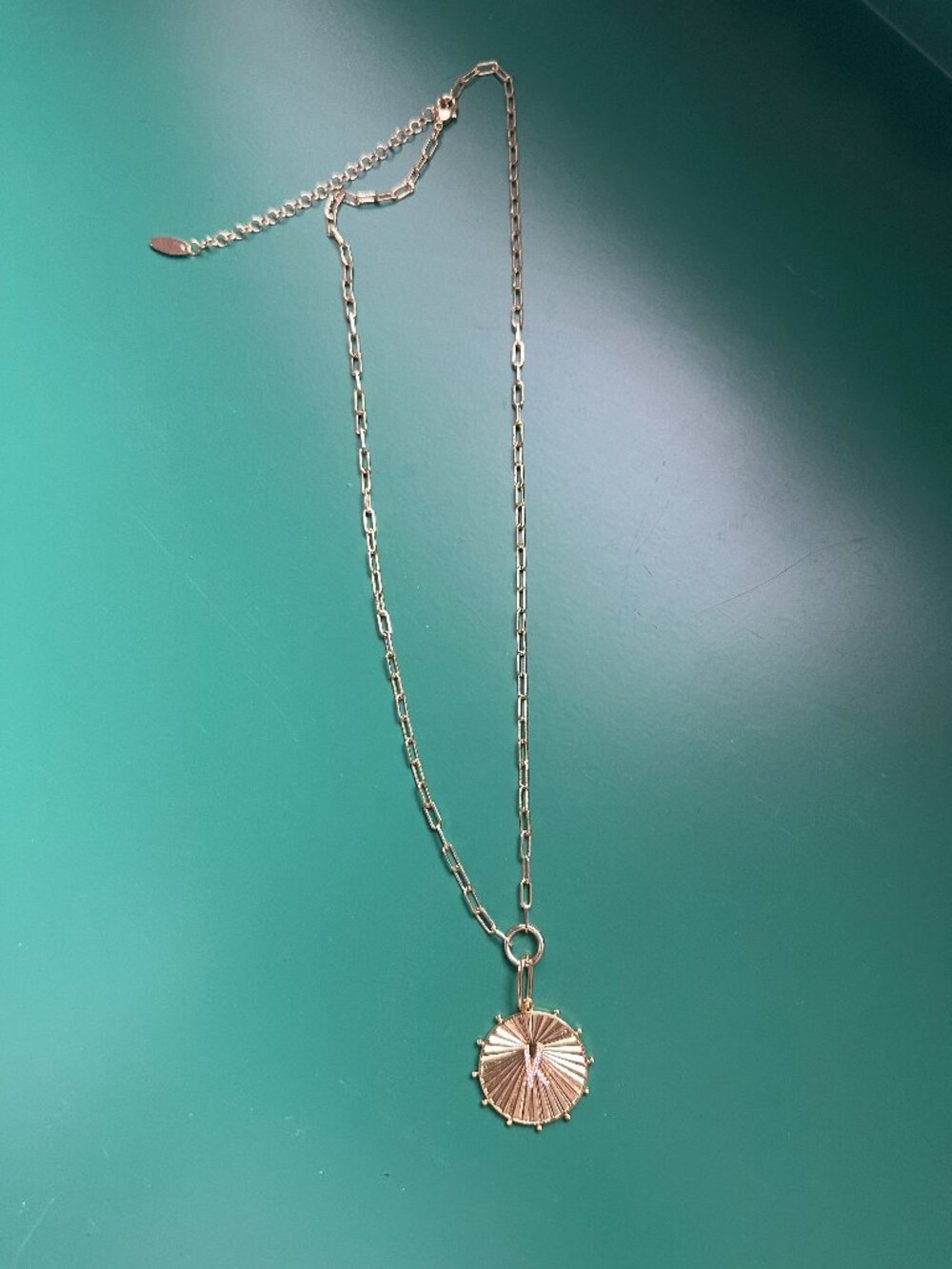Anthropologie Monogram Coin Pendant Necklace - K